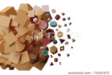 Abstract geometric shapes isolated on a white background. 3D illustration Abstract geometric shapes isolated on a white background. 3D illustration 79297975