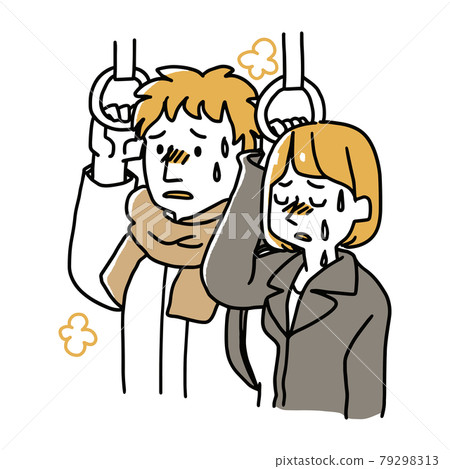 乘坐公共汽車和火車等過熱的汽車的人 79298313