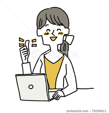 Woman working on a laptop (thumbs up) Woman working on a laptop (thumbs up) 79298421