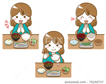 一頓飯的一名年輕女子 一頓飯的一名年輕女子 79298737