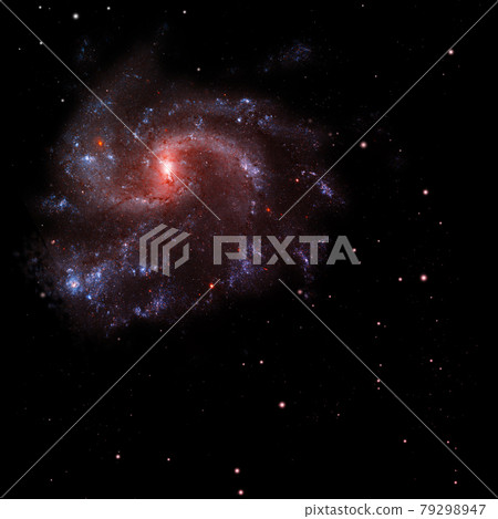 Stars and spiral galaxy in a free space. 79298947