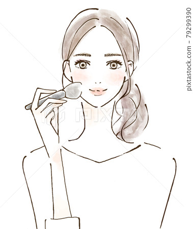 一個女人穿著腮紅和腮紅的插圖 79299390
