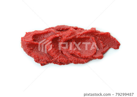 Fresh tomato paste isolated on white background Fresh tomato paste isolated on white background 79299487