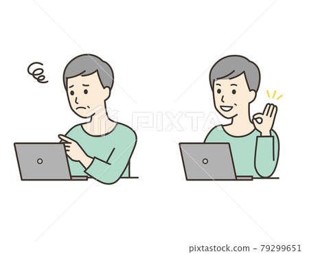 Vector illustration material of senior man operating a personal computer 1 Vector illustration material of senior man operating a personal computer 1 79299651