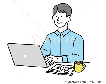 Men who work (search, telework, computer, side business, business, online, lifestyle, skill improvement 79299855