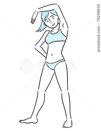 Woman in swimsuit stretching 79299939