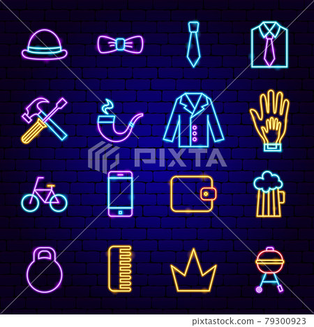 Father Day Neon Icons Father Day Neon Icons 79300923