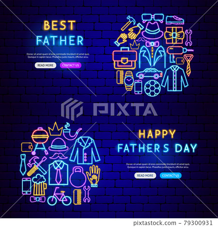 Fathers Day Neon Banners Fathers Day Neon Banners 79300931