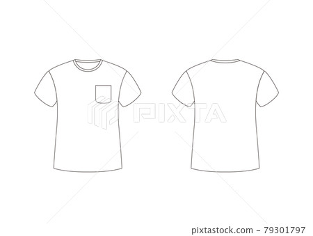 Round neck T-shirt with short sleeves and pockets Template front and back white 79301797