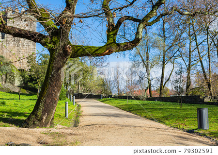 Guimaraes Castle sidewalk in Portugal Guimaraes Castle sidewalk in Portugal 79302591