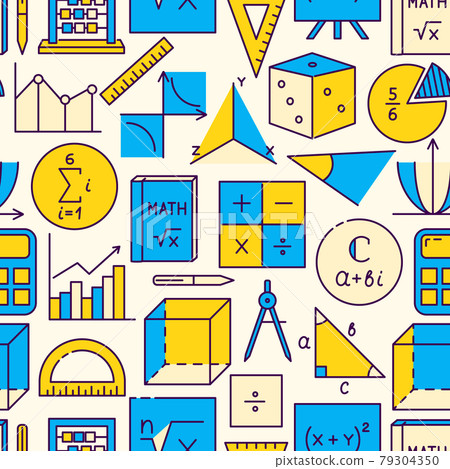 Mathematics seamless pattern in colored line style - Stock Illustration ...