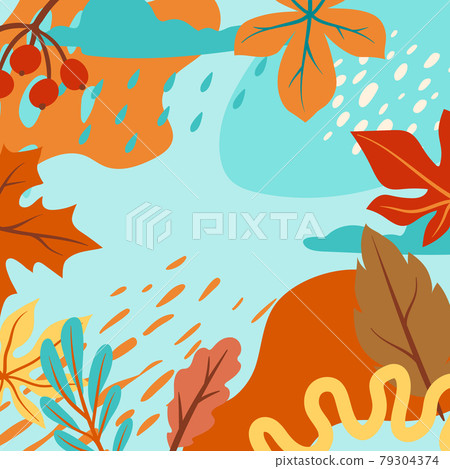 Floral background with autumn foliage. Illustration of falling leaves. 79304374