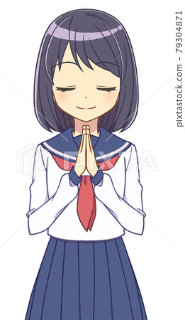 Girl in a sailor suit holding hands 79304871