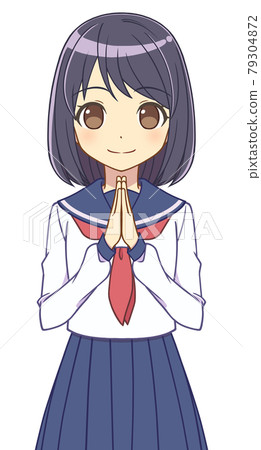 Girl in a sailor suit holding hands 79304872