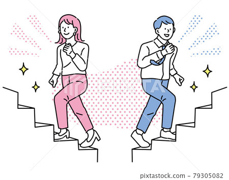 Business illustration (motivation, challenge, effort, gender, goal, independence, step-up, growth, guts pose, aspiration) 79305082