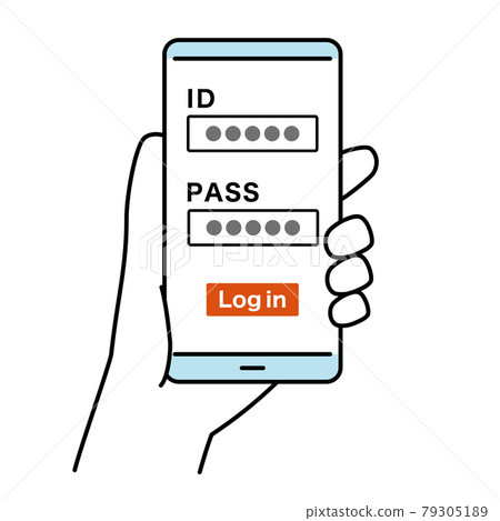 Login screen smartphone illustration line drawing color Login screen smartphone illustration line drawing color 79305189