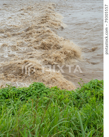 Heavy rain disaster / river water level rise image Heavy rain disaster / river water level rise image 79305557