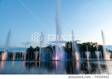 Musical fountain with laser animations. 79305642