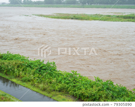 Image of heavy rain disaster and muddy stream Image of heavy rain disaster and muddy stream 79305890