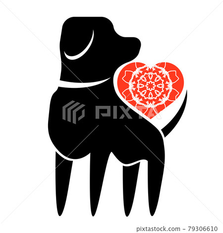 Dog and Red Heart Icon Isolated on White Backjground Dog and Red Heart Icon Isolated on White Backjground 79306610