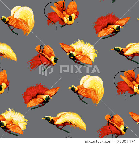 Seamless pattern with bright tropical birds Seamless pattern with bright tropical birds 79307474