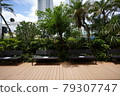 Bench in front of the cafe in the Sunshine Aquarium of Corona 79307747