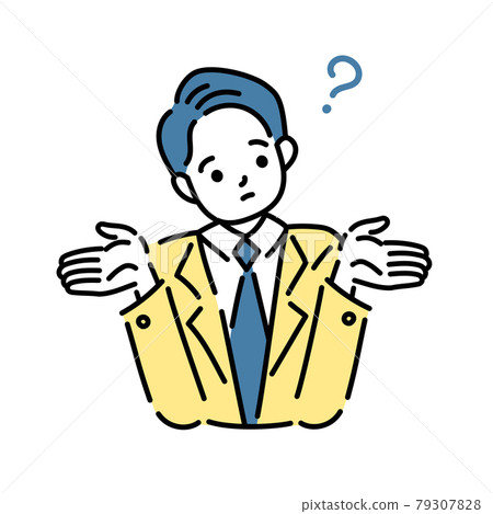 一個男人在一個神秘的 hatena 姿勢的插圖 79307828