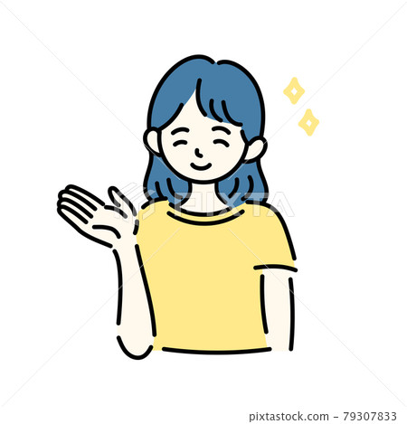 Illustration of a girl who guides with a smile Illustration of a girl who guides with a smile 79307833