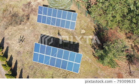 Two photovoltaic panel modules in sun 79309635