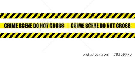 Yellow ribbon isolated on background. Crime scene area tape. Grunge backdrop 79309779