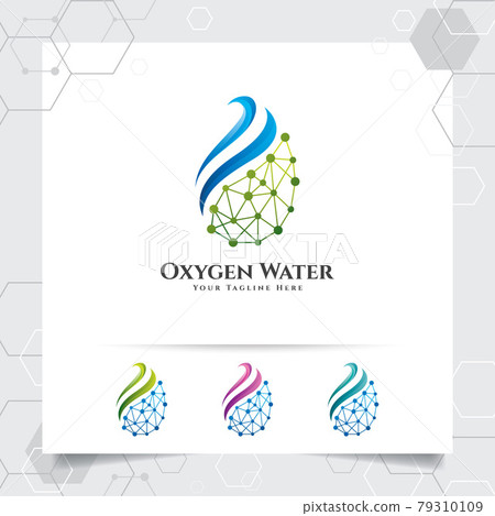 Drop water logo design with concept of droplet water icon with green ecology vector used for mineral water company and plumbing. Drop water logo design with concept of droplet water icon with green ecology vector used for mineral water company and plumbing. 79310109