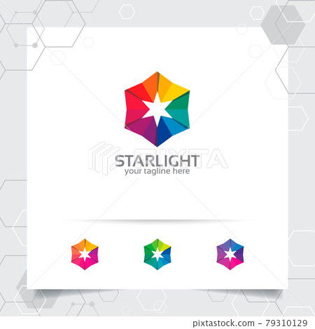 Star logo design concept of connected loop symbol , colorful star vector logo used for printing, studio, and technology. 79310129