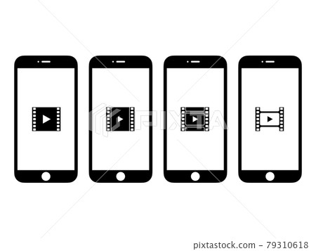 [VOD service] Smartphone screen image monochrome icon set (vertical) 79310618