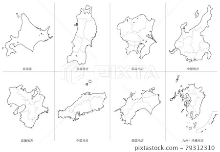 空白地圖-日本-區域劃分設置-縣界線 空白地圖-日本-區域劃分設置-縣界線 79312310