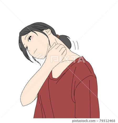 按摩左頸的女人 按摩左頸的女人 79312468