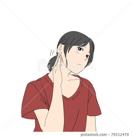 Woman doing facial lymphatic massage 79312470