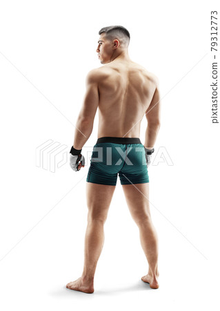 MMA. Sport concept. MMA fighter isolated on white background. Athlete. View from behind 79312773