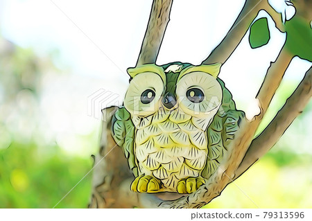 Pastel style "owl on a tree" illustration image Pastel style "owl on a tree" illustration image 79313596