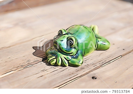 Pastel style "sun bathing frog" illustration image 79313784