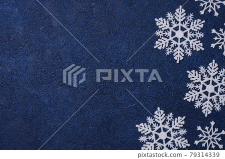 Snowflake ornaments on a navy blue background Christmas image Snowflake ornaments on a navy blue background Christmas image 79314339