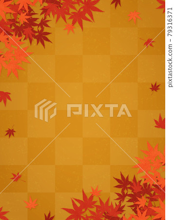 Maple x checkered pattern, high-class background material (vertical orientation) 79316371