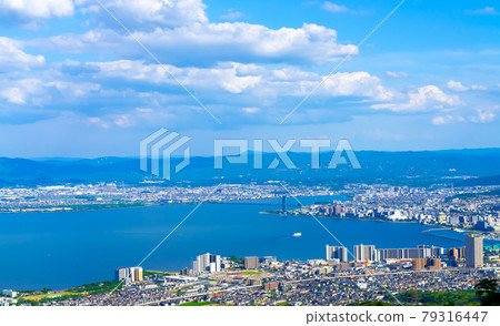 Lake Biwa, Shiga Prefecture, early summer June, seen from Mt. Hiei, Kyoto Lake Biwa, Shiga Prefecture, early summer June, seen from Mt. Hiei, Kyoto 79316447
