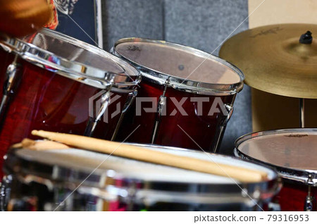Drum set and stick music class 79316953