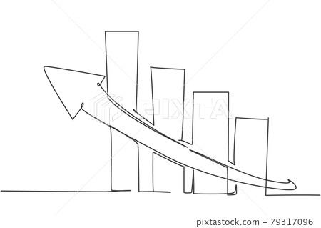 Single continuous line drawing of increasing sales performance bar graph sign. Successful business sales strategy. Minimalism concept dynamic one line draw graphic design vector illustration Single continuous line drawing of increasing sales performance bar graph sign. Successful business sales strategy. Minimalism concept dynamic one line draw graphic design vector illustration 79317096