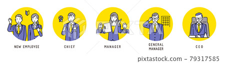 Illustration of job title and career advancement of office workers Illustration of job title and career advancement of office workers 79317585