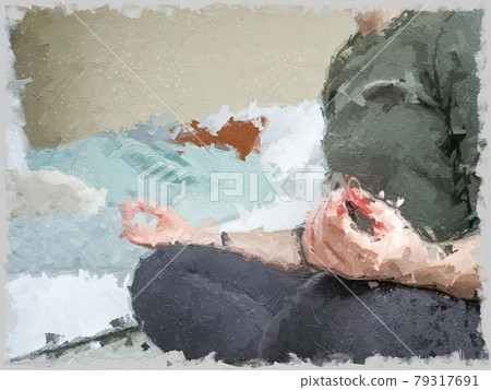 Woman sitting on floor in posture of meditation Woman sitting on floor in posture of meditation 79317691