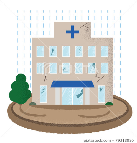 Vector illustration of a hospital suffering from flooding Vector illustration of a hospital suffering from flooding 79318050