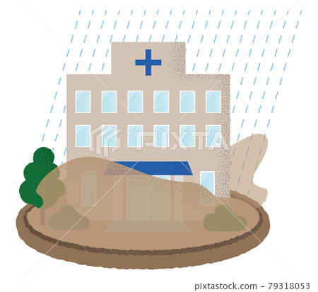 Vector illustration of a hospital suffering from flooding Vector illustration of a hospital suffering from flooding 79318053