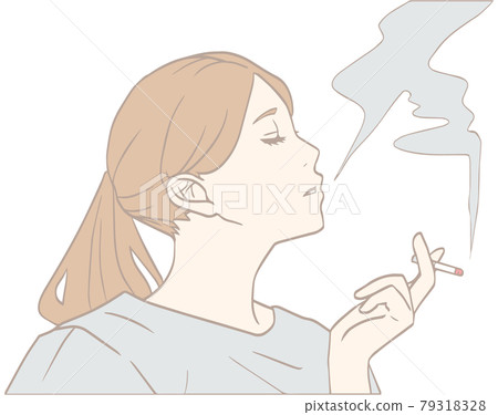 Woman smoking (pastel color) up Woman smoking (pastel color) up 79318328