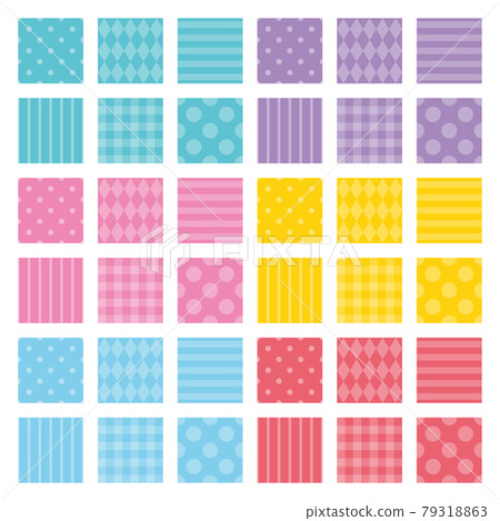 Cute simple pattern material 6 color set - Stock Illustration [79318863 ...